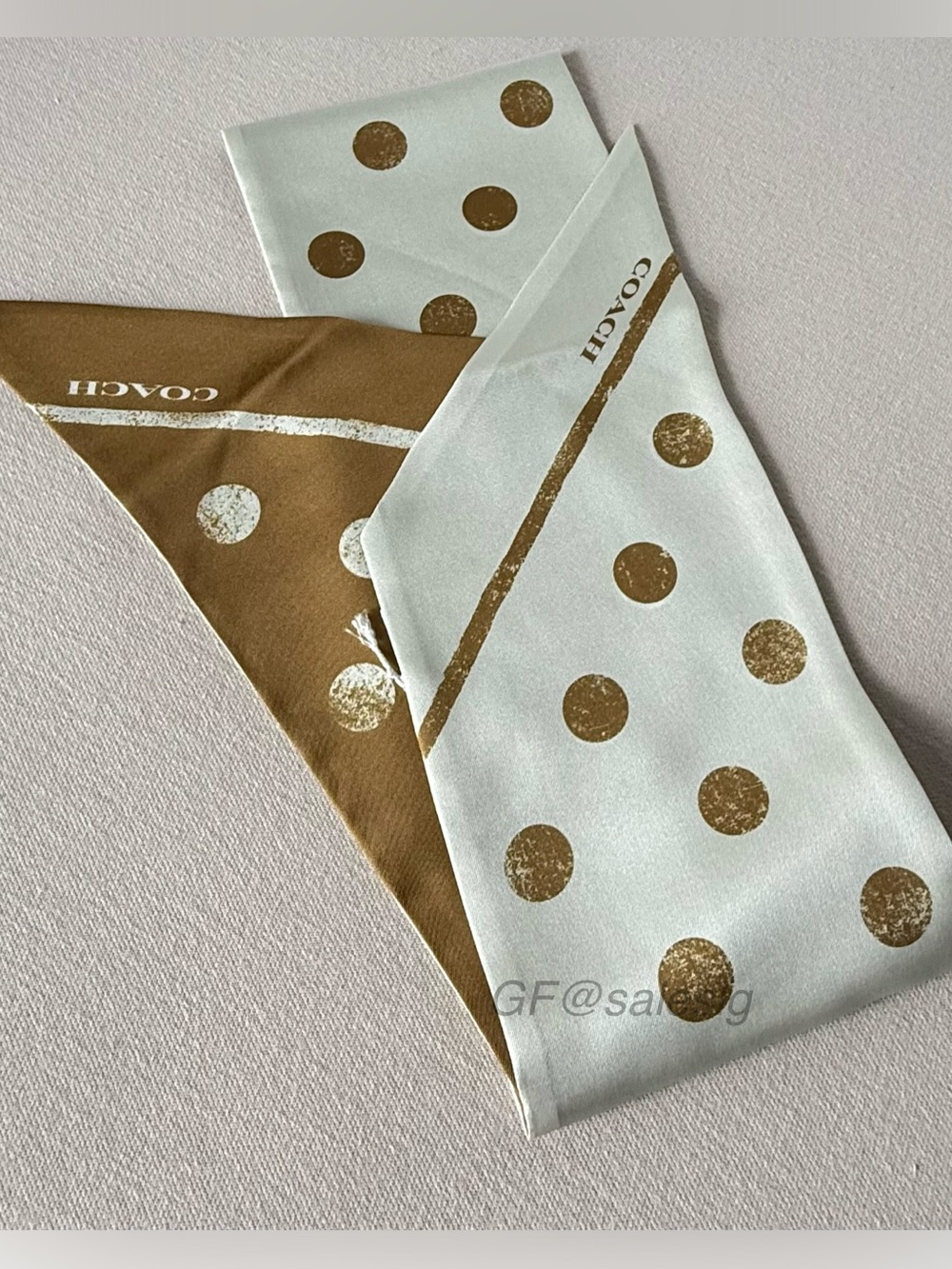 NWT Coach Distressed Dot Print Silk Wide Skinny Scarf CFI21